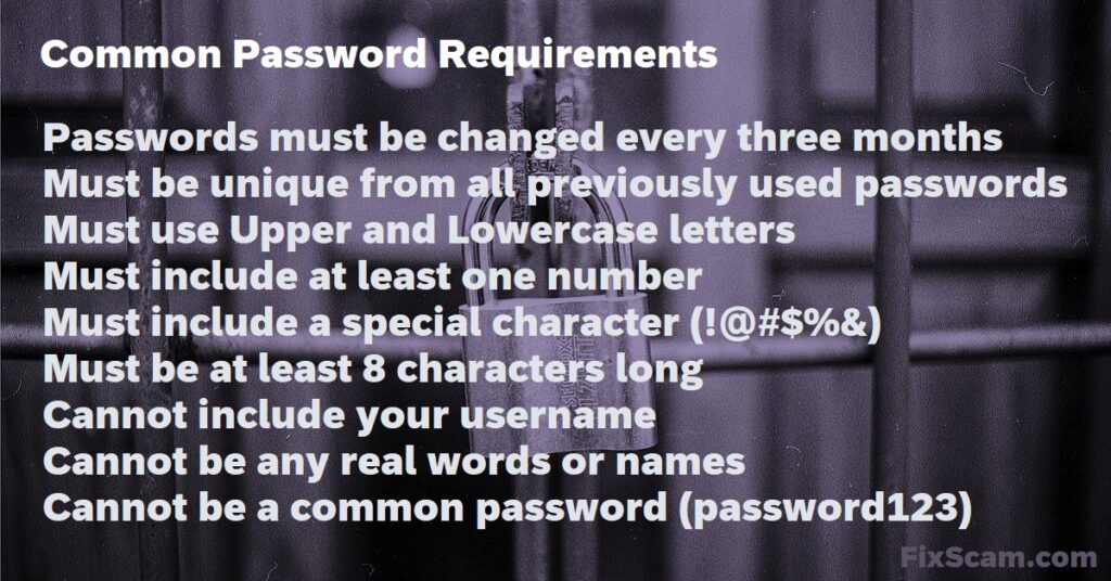 Common Network Password Requirements